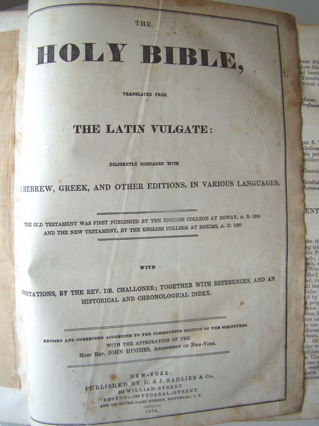 A HOLY BIBLE including the New Testament published by Sadlier & Co., New York, 1854 — image 2